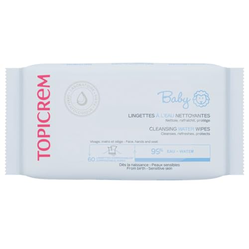 31zawy65u7l.jpg Topicrem - Lingettes bébé à l'eau - Nettoyant, protective, rafraîchissant pour visage, mains et siège - 99% eau, fibres