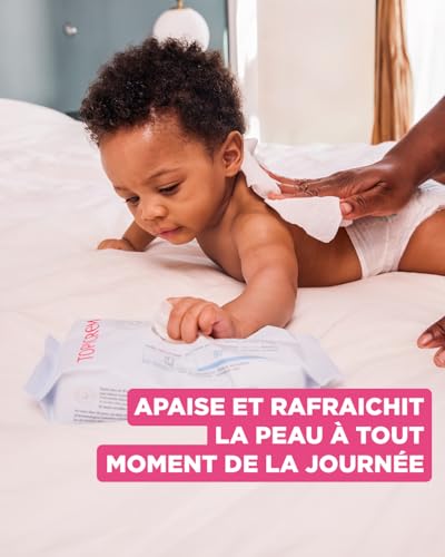 410ffcbxznl.jpg Topicrem - Lingettes bébé à l'eau - Nettoyant, protective, rafraîchissant pour visage, mains et siège - 99% eau, fibres