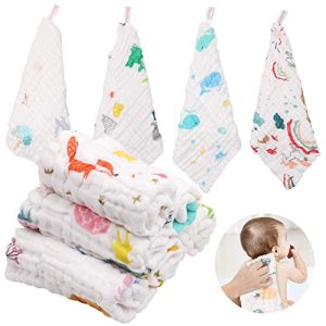ABirdon Débarbouillettes Bébé en Coton Biologique 100%, Réutilisables, 10PCS, 30x30 cm, Douces et Lavables pour Nouveaux