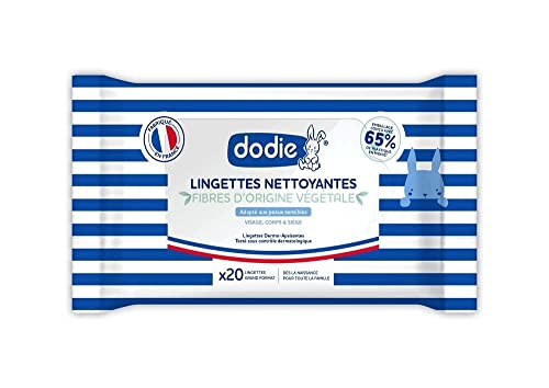 41gcxjjaapl.jpg Dodie Lot de 6 Paquets de Lingettes Nettoyantes 3 en 1 FORMAT POCKET – Visage, Corps et Siège – Douces, Résistantes et D