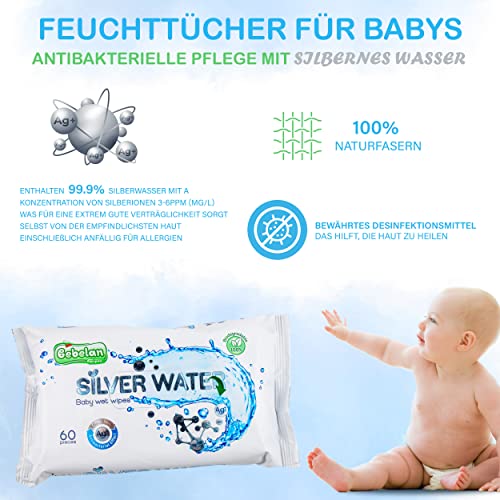 51103kavgll.jpg Bebelan Silver Water Lot de 60 lingettes humides pour bébés sans parabenues hypoallergéniques biodégradables