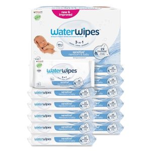 WaterWipes Sensitive+ Newborn & Baby Wipes, 720 unités, non parfumées, 3-en-1 nettoie, soigne, protège, 99,9% d'eau