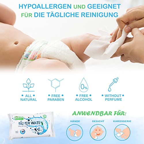 517w6r7aaxl.jpg Bebelan Silver Water Lot de 60 lingettes humides pour bébés sans parabenues hypoallergéniques biodégradables