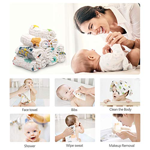 51kmrn0gnjl.jpg ABirdon Débarbouillettes Bébé en Coton Biologique 100%, Réutilisables, 10PCS, 30x30 cm, Douces et Lavables pour Nouveaux