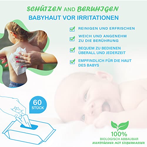 51nhscnw1gl.jpg Bebelan Silver Water Lot de 60 lingettes humides pour bébés sans parabenues hypoallergéniques biodégradables