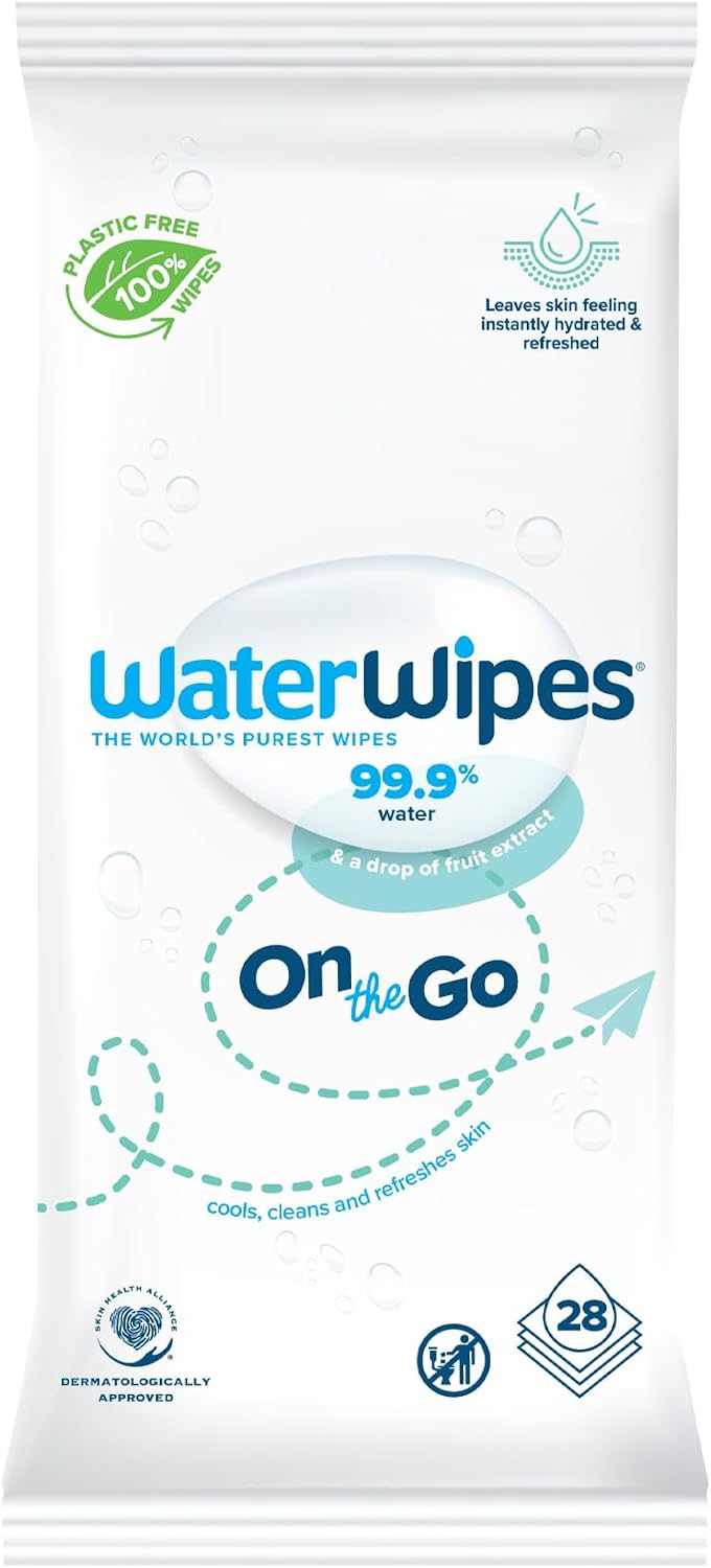 lingettes waterwipes sans plastique on the go, 99,9 % d’eau purifiée, sans parfum, douces pour la peau, 28 lingettes humides lingettes waterwipes sans plastique on the go, 99,9 % d’eau purifiée, sans parfum, douces pour la peau, 28 lingettes humides