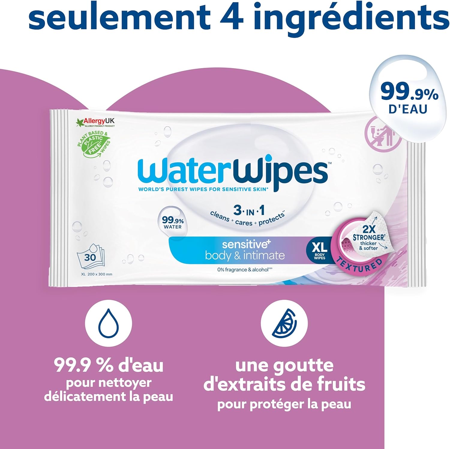lingettes sensibles corps & intimes, 180 lingettes (6 paquets), 3 en 1 : nettoient, protègent et prennent soin, 99,9 % eau, sans parfum, soins pour adultes lingettes sensibles corps & intimes, 180 lingettes (6 paquets), 3 en 1 : nettoient, protègent et prennent soin, 99,9 % eau, sans parfum, soins pour adultes