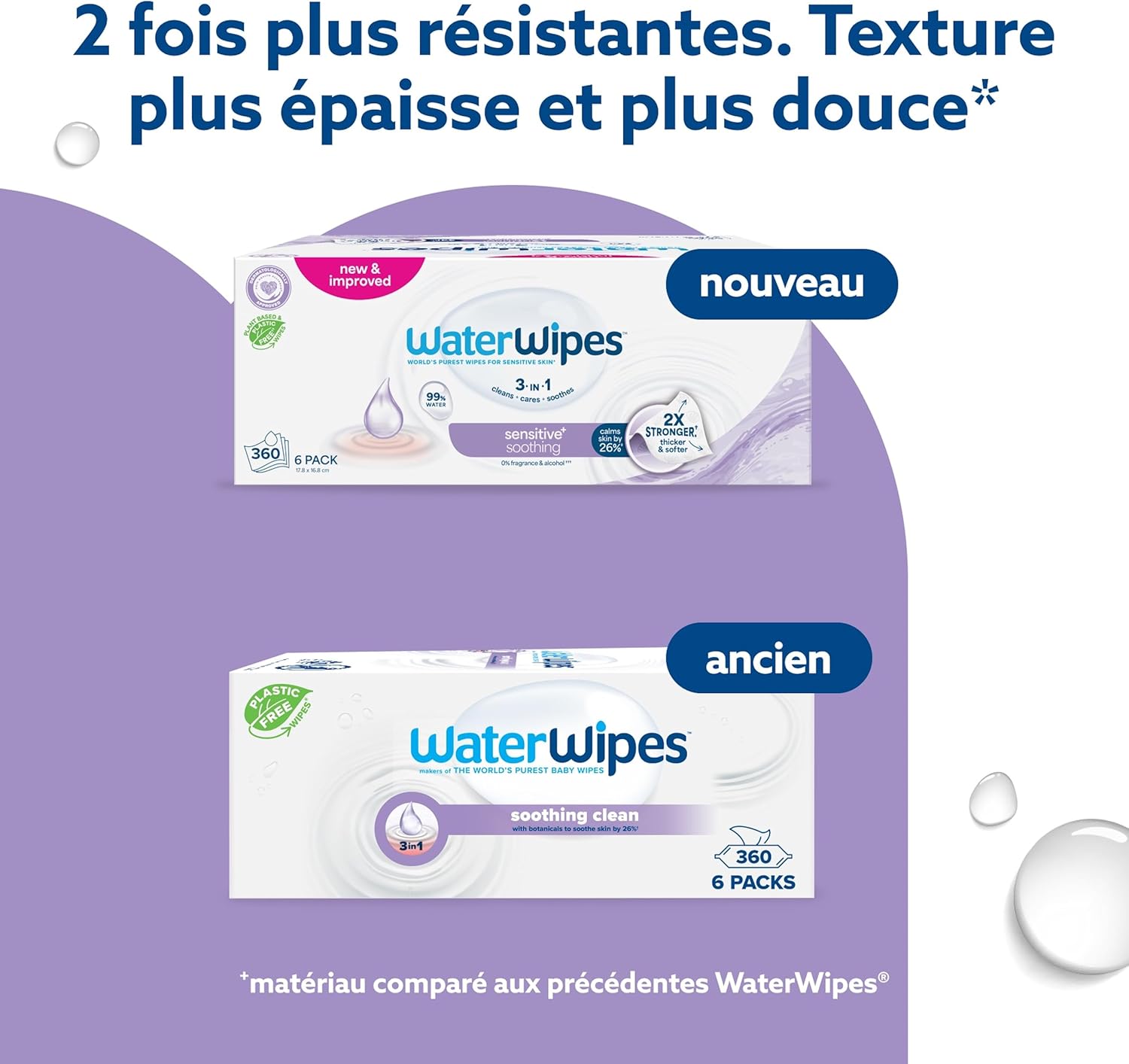 lingettes waterwipes sensitive+ soothing, lot de 720 (12 paquets), nettoyantes 3 en 1 : nettoient, protègent et apaisent, 99 % eau avec extraits botaniques, sans parfum lingettes waterwipes sensitive+ soothing, lot de 720 (12 paquets), nettoyantes 3 en 1 : nettoient, protègent et apaisent, 99 % eau avec extraits botaniques, sans parfum