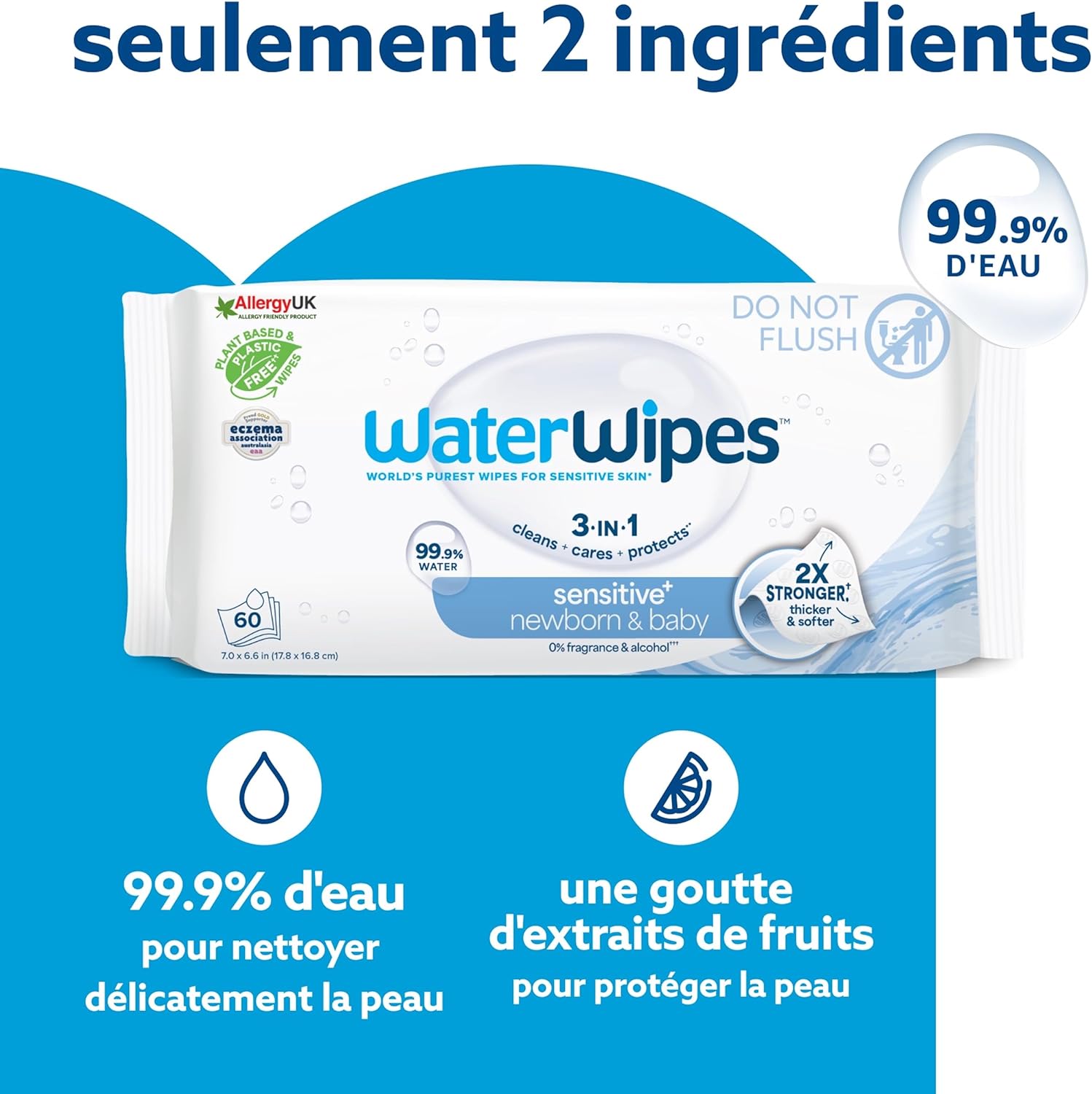lingettes bébé waterwipes sensitive+ 240 unités | 99,9 % d’eau pure | sans parfum | nettoient, protègent et hydratent lingettes bébé waterwipes sensitive+ 240 unités | 99,9 % d’eau pure | sans parfum | nettoient, protègent et hydratent