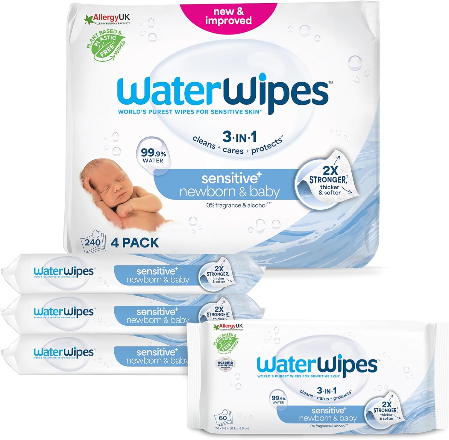 lingettes bébé waterwipes sensitive+ 240 unités | 99,9 % d’eau pure | sans parfum | nettoient, protègent et hydratent lingettes bébé waterwipes sensitive+ 240 unités | 99,9 % d’eau pure | sans parfum | nettoient, protègent et hydratent