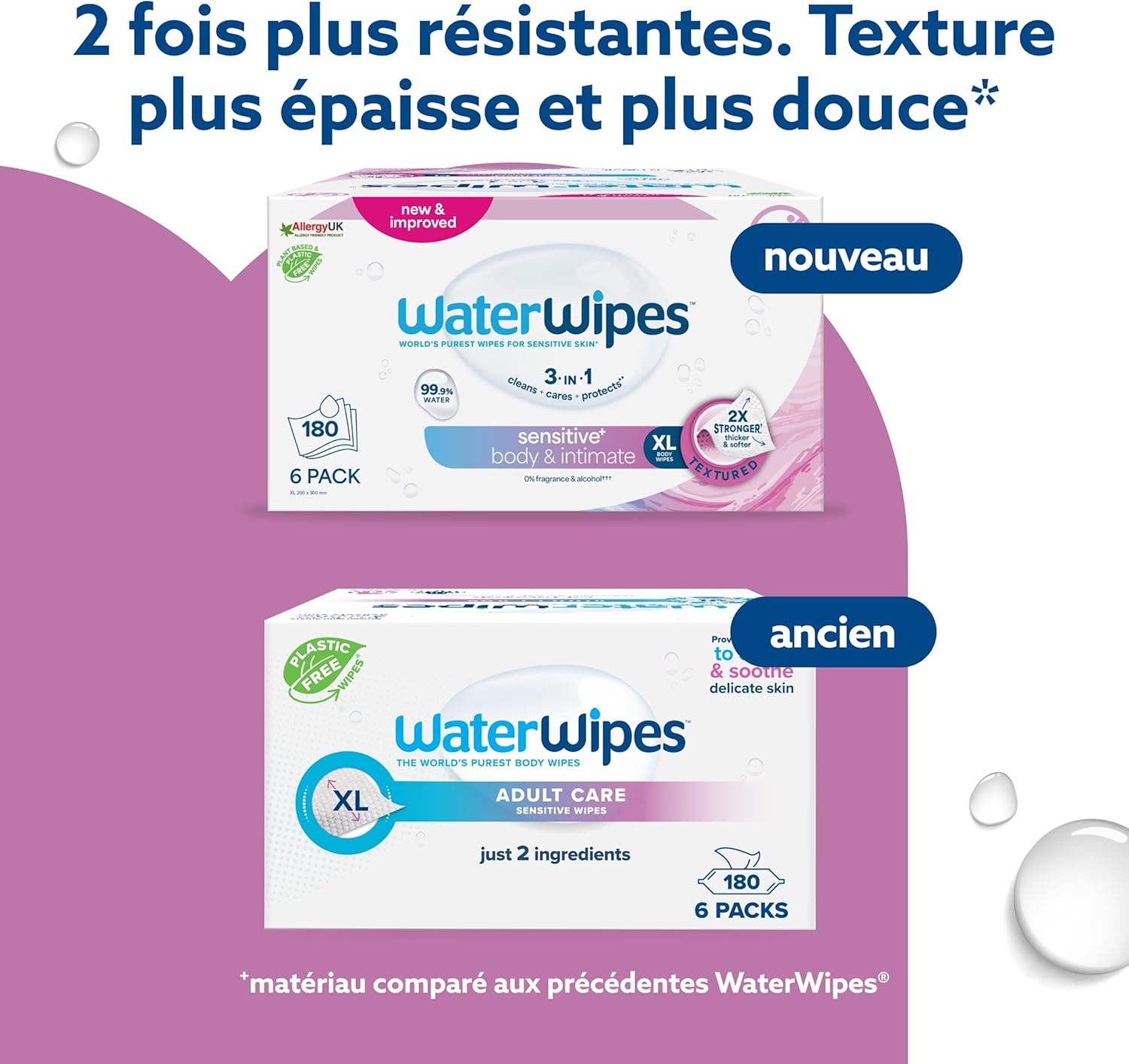 lingettes sensibles corps & intimes, 180 lingettes (6 paquets), 3 en 1 : nettoient, protègent et prennent soin, 99,9 % eau, sans parfum, soins pour adultes lingettes sensibles corps & intimes, 180 lingettes (6 paquets), 3 en 1 : nettoient, protègent et prennent soin, 99,9 % eau, sans parfum, soins pour adultes